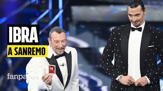 Ibrahimovic a Sanremo 2024 l’ex calciatore ad Amadeus “Sono venuto per proteggerti da te stesso” [upl. by Lette385]