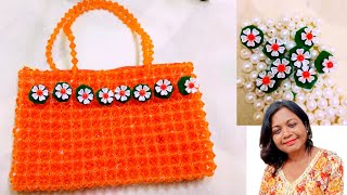 পুঁতির ব্যাগ putir bag Crystal beaded purse putir kaj 2CHANDICRAFTS [upl. by Ecyrb48]