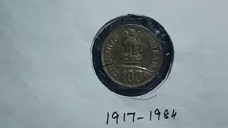 Rare 100 rupees coin india 1917  1984 commemorative UNC coin india [upl. by Arrol177]