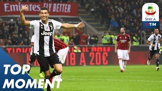 Ronaldo Gets 100th Goal by Juventus at the San Siro  Milan 02 Juventus  Top Moment  Serie A [upl. by Nellak]