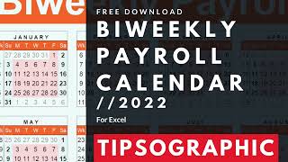 FREE Biweekly Payroll Calendar Excel  2022 [upl. by Neicul448]