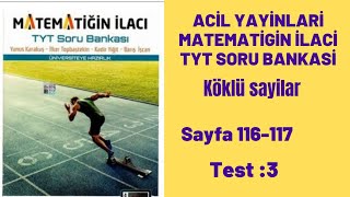 ACİL YAYINLARI MATEMATİĞİN İLACI TYT SORU BANKASI Köklü sayılar test3 [upl. by Anaejer194]