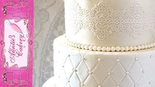 Quilted Lace Wedding Cake Updated Video httpsyoutubefXuEw74TM [upl. by Duthie770]