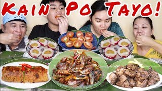 Spicy Garlic Butter Tahong Adobo Chicken Liver Embutido Itlog na Pula Kamatis Pinoy Mukbang [upl. by Onairelav]