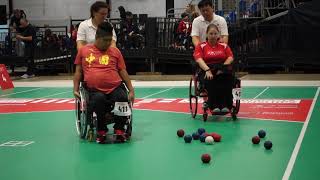 BISFed 2018 World Boccia Championships BC4 12 final Alison Levine CAN  Yusansen Zheng CHN [upl. by Alphard970]