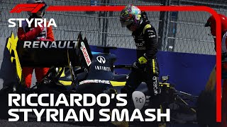 Ricciardos Crashes Out In FP2 2020 Styrian Grand Prix [upl. by Damarra]