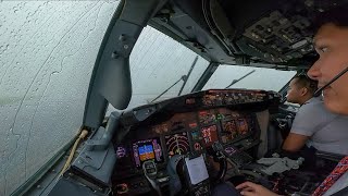 PILOTING BOEING 737800 THROUGH THE WORST WEATHER EVER  THUNDERSTORM RAIN ‼️ [upl. by Arrec243]