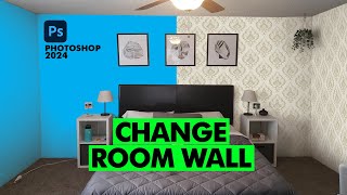 How to Apply wallpaper in Room  Photoshop Tutorial photoshop paint interiors [upl. by Asetal]