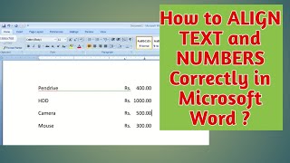 How to Align Text and Numbers Correctly in Microsoft Word [upl. by Maritsa]