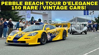 Pebble Beach Tour dElegance 2023  150 RARE Vintage Concours dElegance Cars Presented by Rolex [upl. by Juxon]