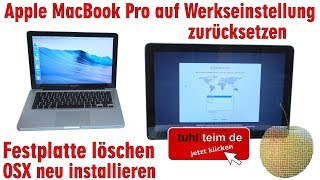 Apple MacBook Pro auf Werkseinstellung zurücksetzen  HDD löschen  OSX neu installieren  4K [upl. by Salvidor]