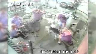 Shocking video of dog biting women in the face at restaurant Ap [upl. by Anattar]