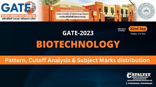 GATE Biotechnology 2023  Pattern Cutoff analysis amp Subject wise marks distribution [upl. by Edals827]