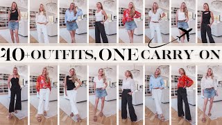 More Than 40 Outfits… Using ONLY 14 Pieces Summer Packing Pack in Carry On Travel Wardrobe [upl. by Pieter146]