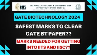 Safest marks to clear GATE Biotechnology 2024Marks needed for IIT s and IISc [upl. by Elyk]