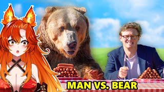 Bear vs Man Hot Dog Eating Contest  Max Fosh React [upl. by Dionne]