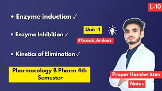 L10। U1। Enzyme induction and inhibition in Pharmacology। kinetics of elimination। 4th sem B Pharm [upl. by Eigroeg]