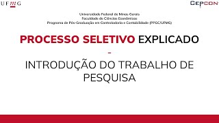 Processo Seletivo Explicado 05 Introdução do Trabalho de Pesquisa [upl. by Randa]