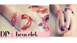 DIY  braided bracelet with chain and charms [upl. by Arihsaj]