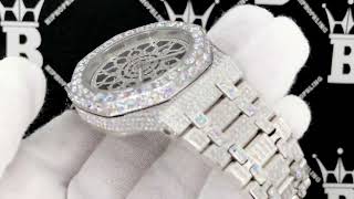 Hip Hop Bling Custom Moissanite VVS Iced Out Watch  Bustdown  Pass Diamond Testers [upl. by Einttirb]