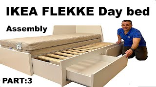 IKEA FLEKKE Day bed frame with 2 drawers assembly PART 3 [upl. by Ardnuaed671]