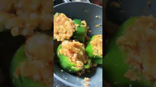 Stuffed capsicum 😋😋 homemade recipefood try ytshorts tredinga minivlog share subscribe 🥂 [upl. by Enrobialc]