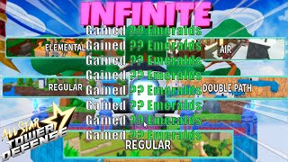 Emerald amp Gem Farming Infinite Mode  Solo Gameplay Showcase  Roblox All Star Tower Defense [upl. by Inanak]