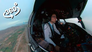 Boeing 737 MAX  360 Degrees Cockpit View  Landing in Malaga Spain [upl. by Fulvia]