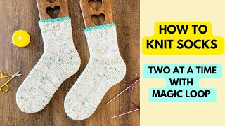 Knitting socks two at a time with magic loop  Step by Step Knitting Tutorial [upl. by Anayrb]