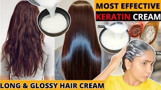 Easy Natural👆🏼Keratin Treatment CreamTo Get Frizz Free Long Shiny HairTreat Damage amp Hair Fall [upl. by Anaeco]