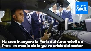 Macron inaugura la Feria del Automóvil de París en medio de la grave crisis de los fabricantes [upl. by Ilenay]