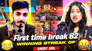 Aawara Vs Angry Girl Youtuber 😡Break New Season 82 Winning Streak 😱 लड़की गुस्सा हो गई Free Fire max [upl. by Nitz]