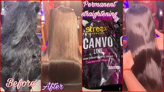 Streax professional CANVO LINE hair straightening  Rebonding using Streax professional product [upl. by Nosredneh439]