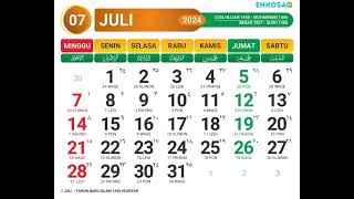 Kalender Juli 2024 dan Hari Libur [upl. by Raviv577]