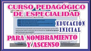 👉👉CURSO DE ESPECIALIDAD DE EDUCACION INICIAL CONOCIMIENTOS PEDAGOGICOS DE ESPECIALIDAD [upl. by Girard]