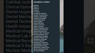 LIST OF PARAMEDICAL COURSES AFTER 12 TH STANDARD PARAMEDICAL COURSES WITHOUT NEET EXAM 2022 [upl. by Isobel]