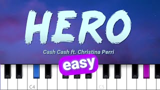 Cash Cash  Hero ft Christina Perri EASY PIANO TUTORIAL [upl. by Dallis]