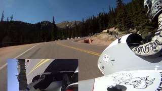 Pikes Peak FULL RACE RUN and Side Car Motorcycle CRASH  Johnny Kilmore and Gina Marie [upl. by Sire113]