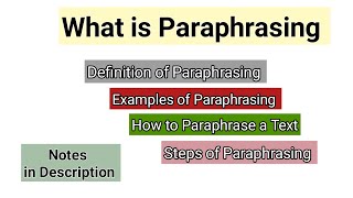 What is paraphrasing  How to Paraphrase in 5 Steps  paraphrasing in academic writing  Examples [upl. by Matthieu342]