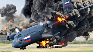 Two minutes ago the Russian C130J plane carrying 7 generals exploded while taking off [upl. by Annaegroeg]