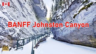 CANADA Travel  Johnston CANYON Winter Hike in Banff National Park [upl. by Nnarefinnej]