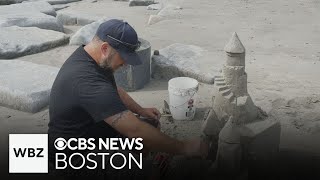 Professional sculptor Greg Grady creates sandcastle at Hampton Beach [upl. by Virgilia]