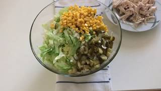 Ana yemek gibi salata 🥗 Göbek marullu tavuk salatası salata tarifleri [upl. by Livvyy]