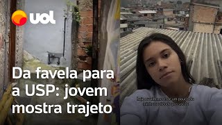 Jovem mostra realidade de morar na favela e estudar na USP [upl. by Nellda]