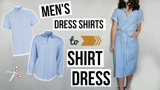 Mens Dress Shirts to Shirt Dress EASY DIY REFASHION  Episode 10 [upl. by Rehpotsyrk408]