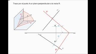 5 SISTEMA DIÉDRICO RECTA PERPENDICULAR A PLANO 2 [upl. by Ynneg]