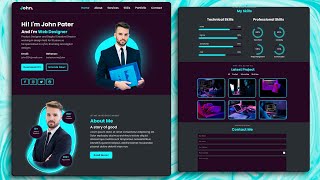 Build a Complete Responsive Personal Portfolio Website using HTML CSS Javascript [upl. by Dorrehs]