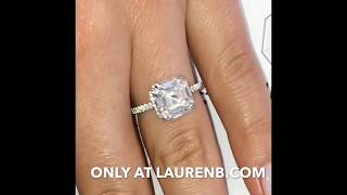 330 Ct Asscher Cut Moissanite quotHidden Haloquot Engagement Ring [upl. by Shirl569]