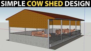 SIMPLE COW SHED DESIGN for 10 Cows  Small Dairy Farm Plans and Designs  Cow barn Ideas [upl. by Duile710]