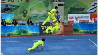 1st China National Wushu Games 第一届全国武术运动大会 Men Duilian Chongqing Team 重庆 梁家耀 周维 翟钰博 960 [upl. by Eniluj732]